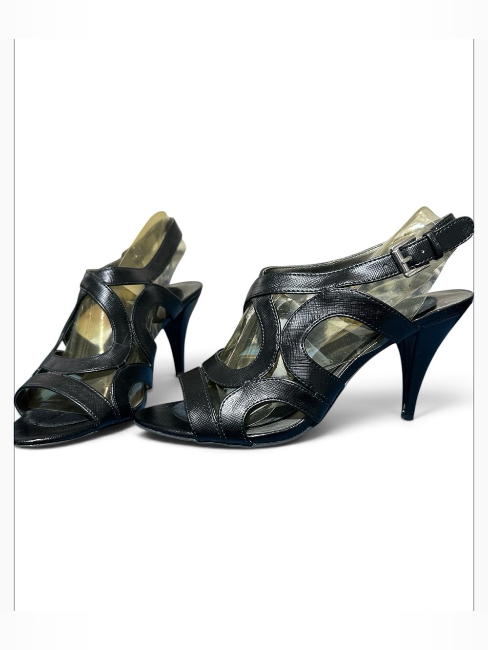 Bandolino Black Cutout Slingback Heels